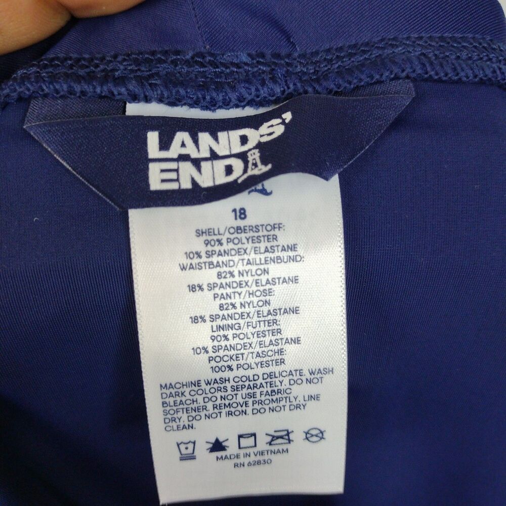 Lands End Swim Board Shorts Built-in Brief Pockets Womens Plus Size 18 Navy Blue - Picture 6 of 7